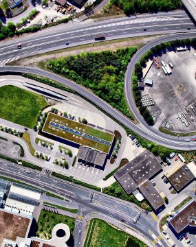 aerial view of a highway