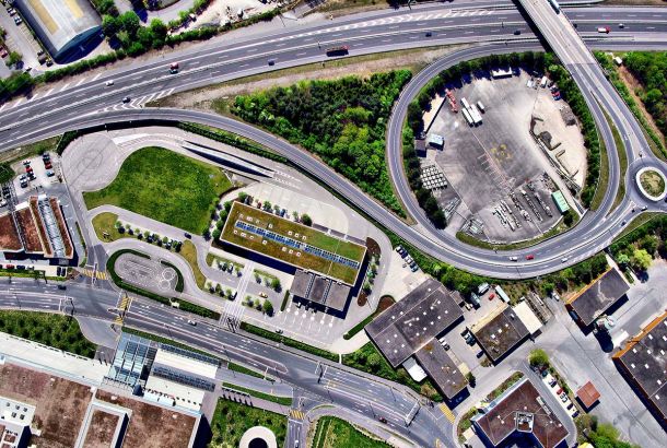 aerial view of a highway