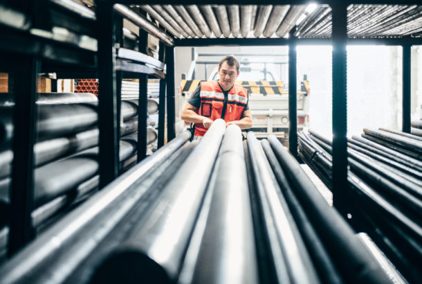 People working on pipe and seal ring distribution warehouse in Mexico