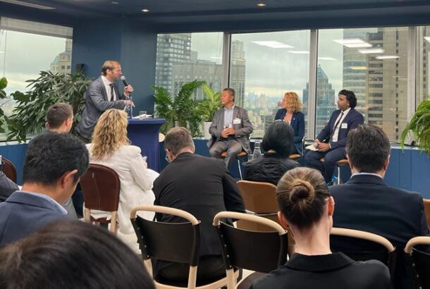 Robert Watt, moderator, LeadIT, Martin Pei, Executive Vice President and CTO, SSAB, Karin Svensson, Chief Sustainability Officer, Volvo Group, and Mahendra Shunmoogam, Director, International Trade Policy, Dept. of Trade and Industry, Government of the Republic of South Africa.