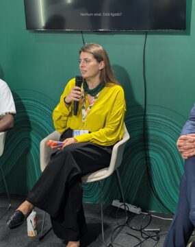 Shimukunku Manchishi, Senior Policy Officer (Trade), African Futures Policy Hub; Luisa Orre, Chief Business Development Officer, Stegra; & Per Andersson, Head of Secretariat, LeadIT. Photo: Jane Birch/LeadIT