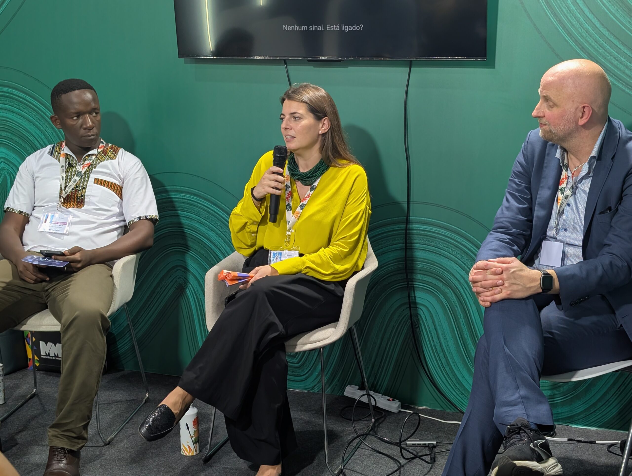 Shimukunku Manchishi, Senior Policy Officer (Trade), African Futures Policy Hub; Luisa Orre, Chief Business Development Officer, Stegra; & Per Andersson, Head of Secretariat, LeadIT. Photo: Jane Birch/LeadIT