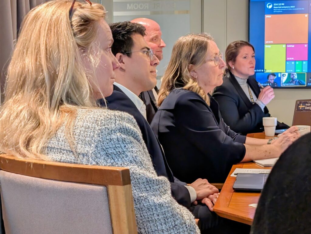 Caroline Aberg, Deputy Director UNDP Nordic; Felipe Sanchez, Partnerships Lead,LeadIT, Helen Ågren, LeadIT Board; Per Andersson, Head of Secretariat, LeadIT; Emma Modéer Wiking, Sustainability Manager, Business Sweden. Photo: Jane Birch/LeadIT