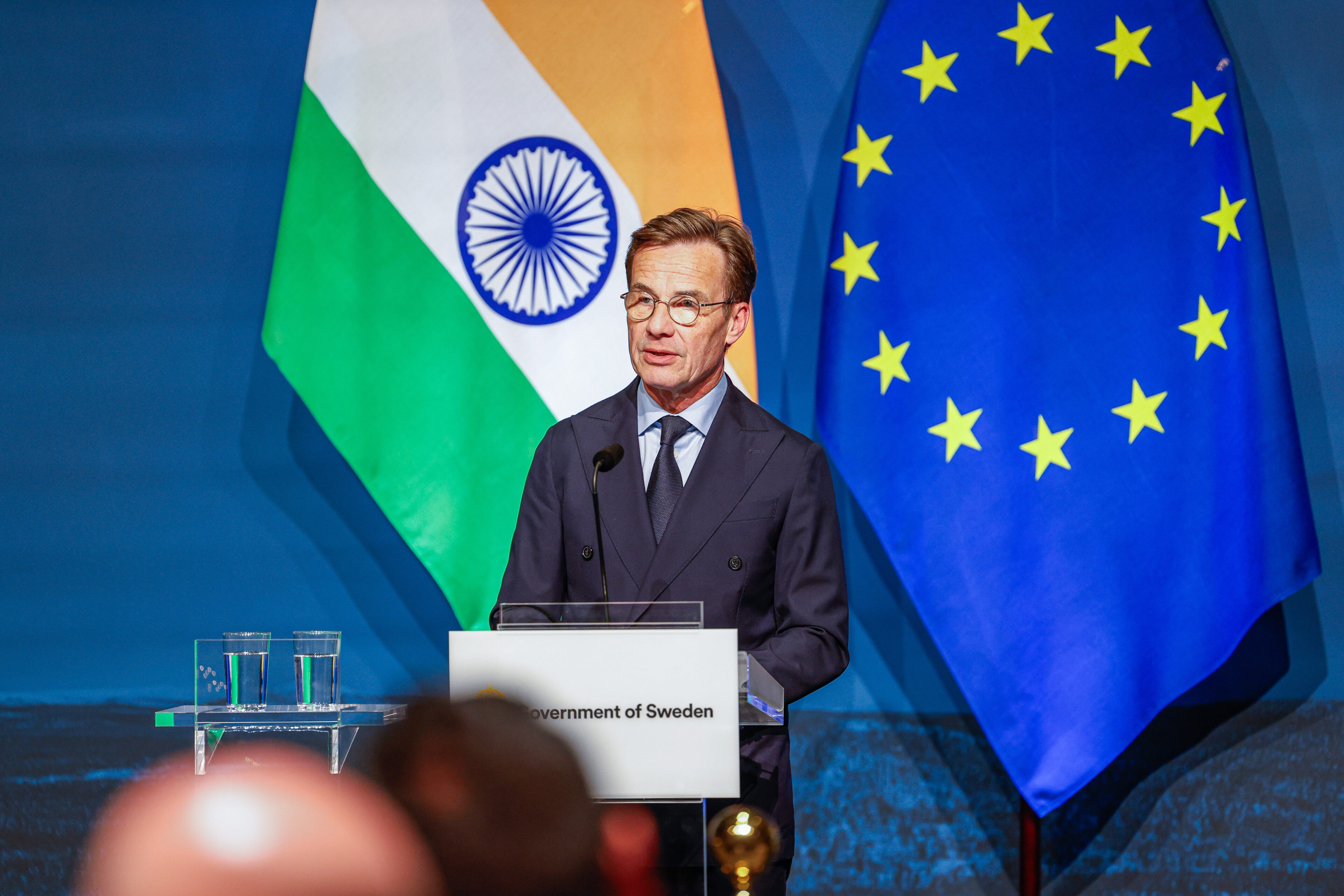 Ulf Kristersson, Prime Minister of Sweden addresses the press conference in Gothenburg. Photo: Magnus Liljegren/Government Office