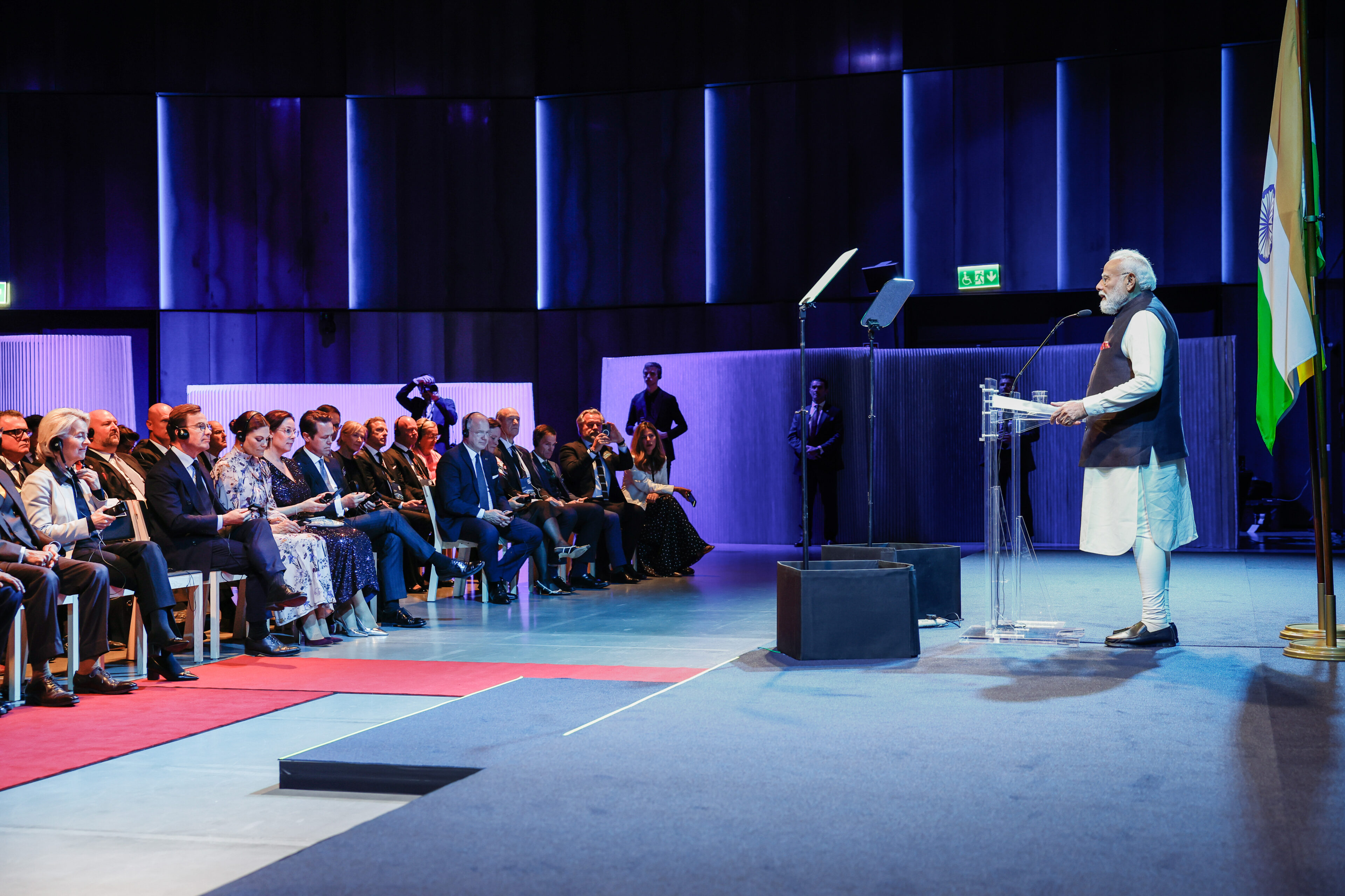 Narendra Modi, Prime Minister of India addresses the press conference in Gothenburg. Photo: Magnus Liljegren/Government Office